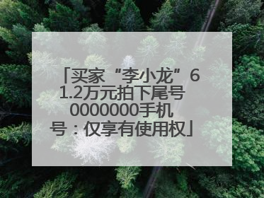 买家“李小龙”61.2万元拍下尾号0000000手机号：仅享有使用权